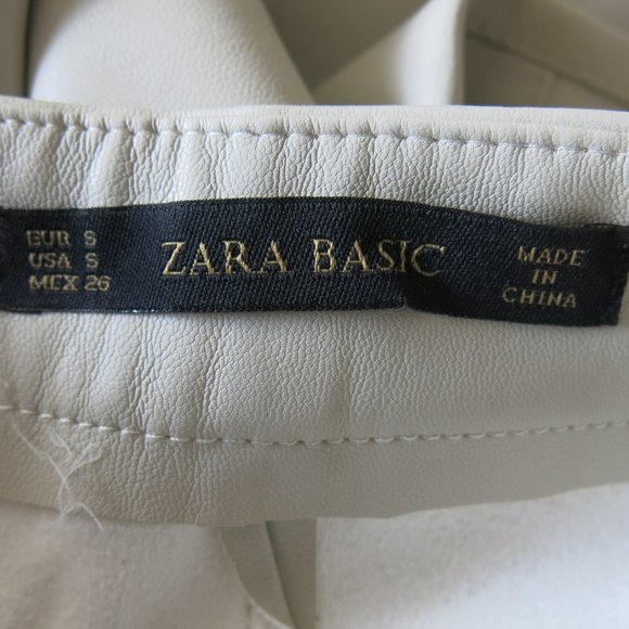 Zara Basic Beige Faux Leather Slim Skinny Pants - Size Small - Picture 5 of 6